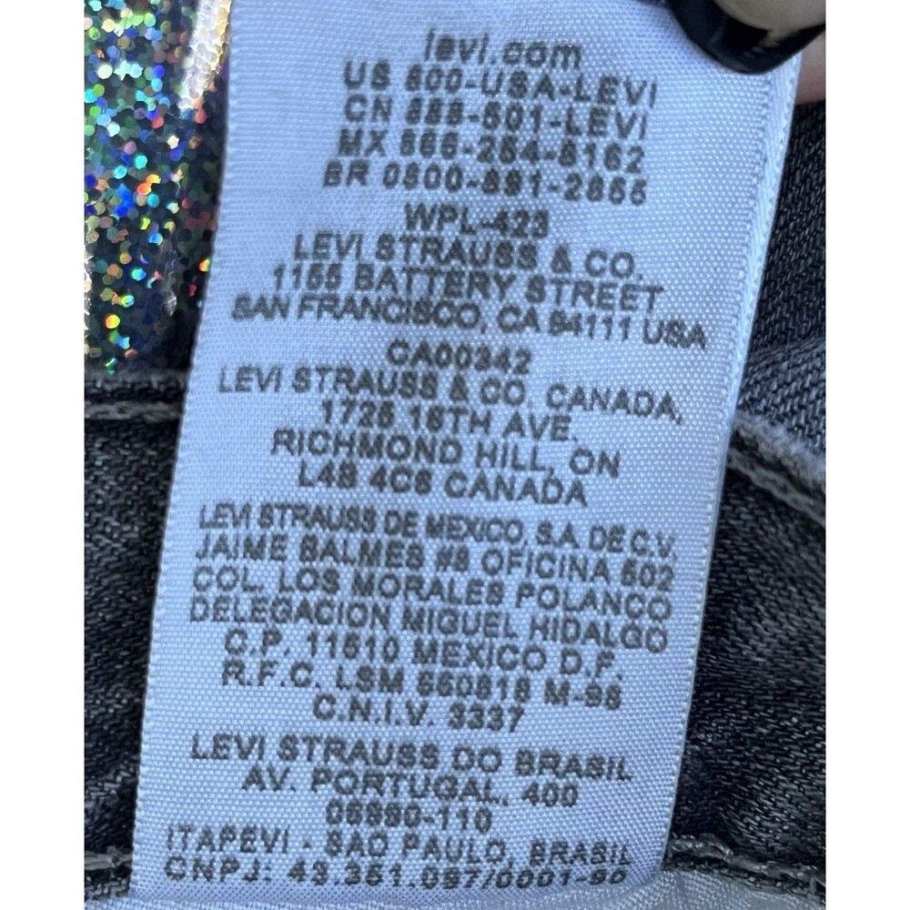 VTG Y2K Levis 527 Bootcut 100% Cotton Denim Jeans Boys 10 25x25 Black Faded - Picture 7 of 13
